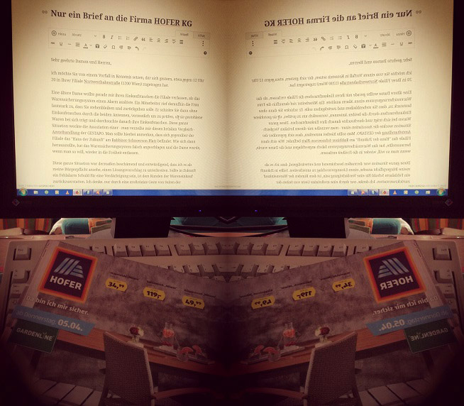 Nur ein Brief an die Firma HOFER&nbsp;KG